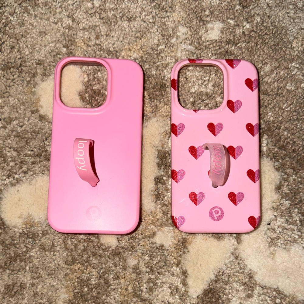Loopy Case Pink and Red Heart Phone Case Duo